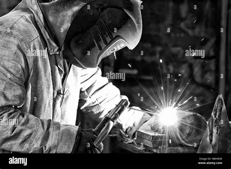 metal fabrication welder black and white image|Welder Black and White Stock Photos & Images .